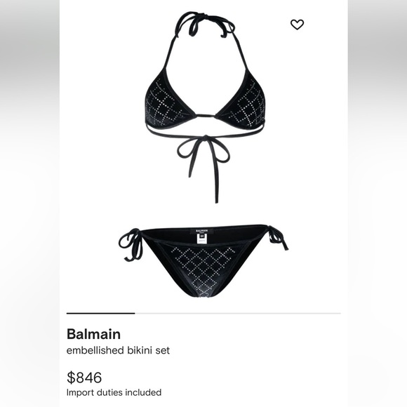 BALMAIN***Crystals on Black Velvet Bikini**F36 US 4 $846 - Picture 2 of 6